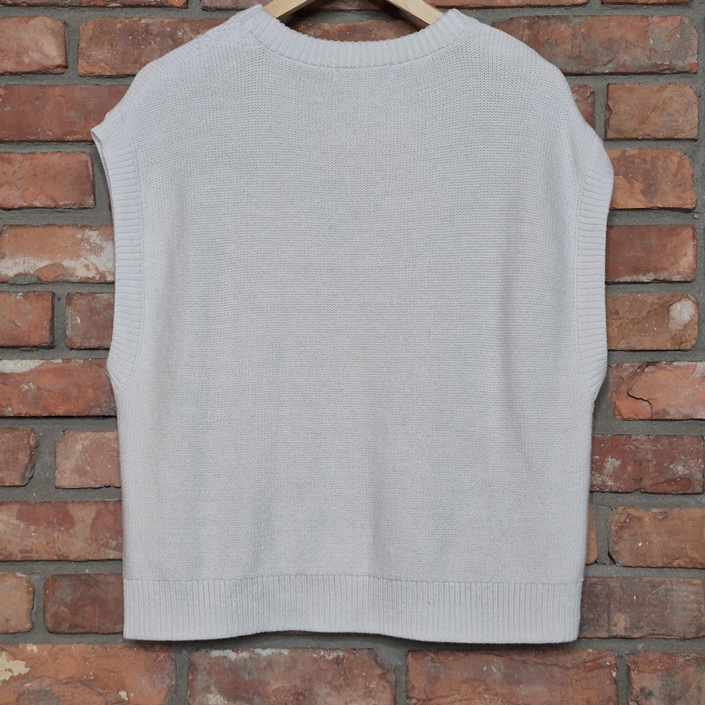 Frye & Co Cable Knit Sweater Vest Medium Ivory Cotton Blend Sleeveless Knit Top - Picture 6 of 9